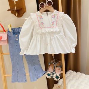 WHITE FLORAL TOP SET